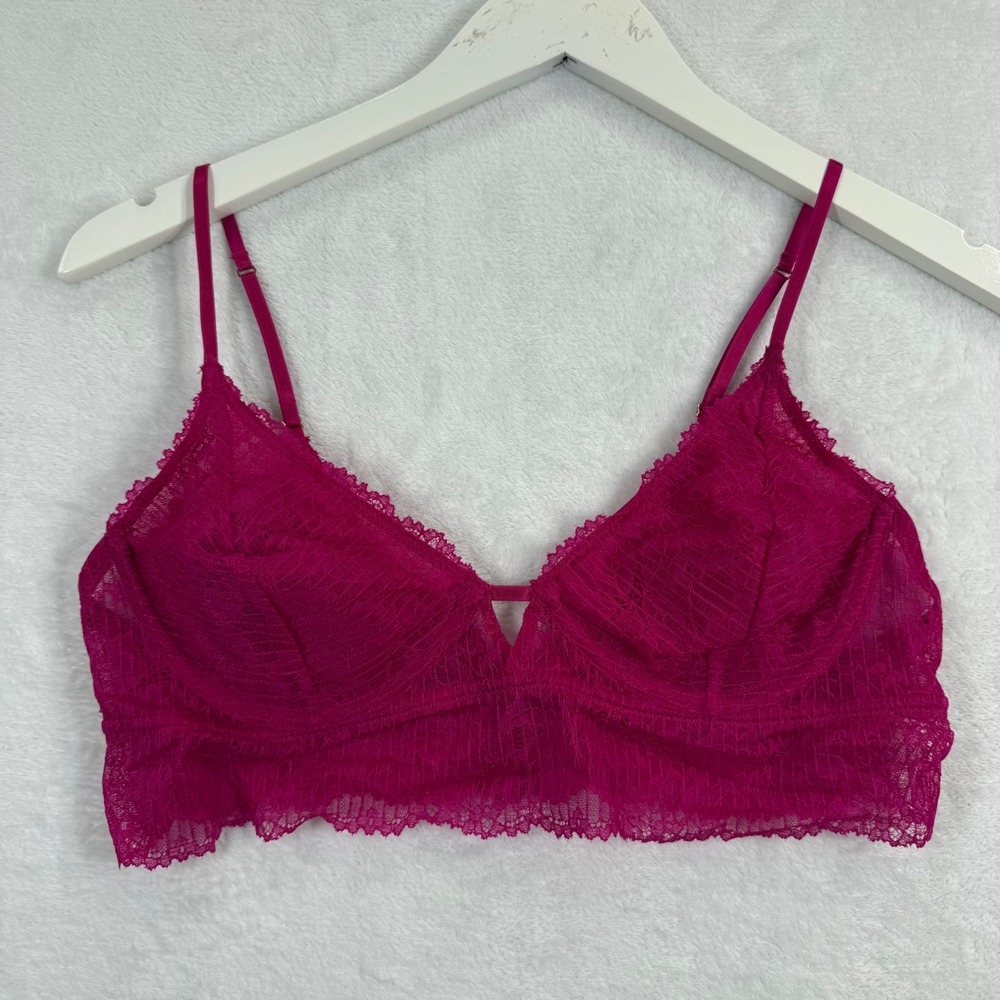 Intimately Free People Fuschia Fantastic Lace Bralette OB1070262 Pink Womens M